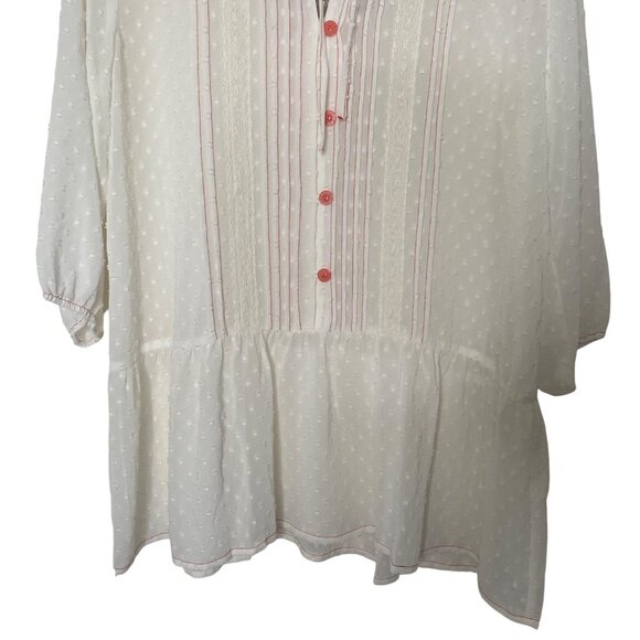 NWT Matilda Jane Blouse Womens Size M White Swiss Dot Peasant Button-Up Sheer - Picture 7 of 13
